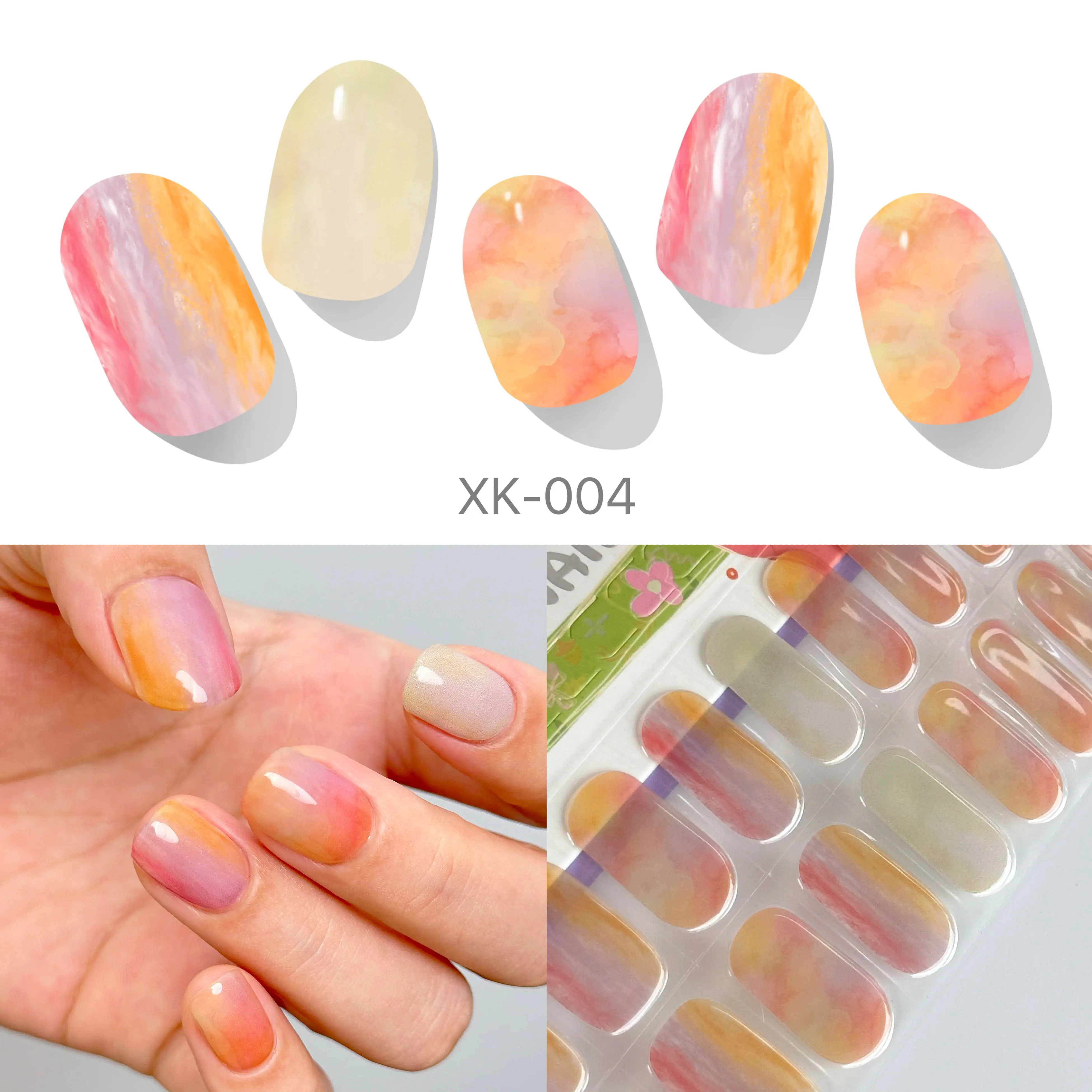 KiWi Semi-Cured UV Gel Nail Strips - Day Burst, 20pcs Wraps for Home DIY Manicure (Beauty & Personal Care, Nail Care Accessory)