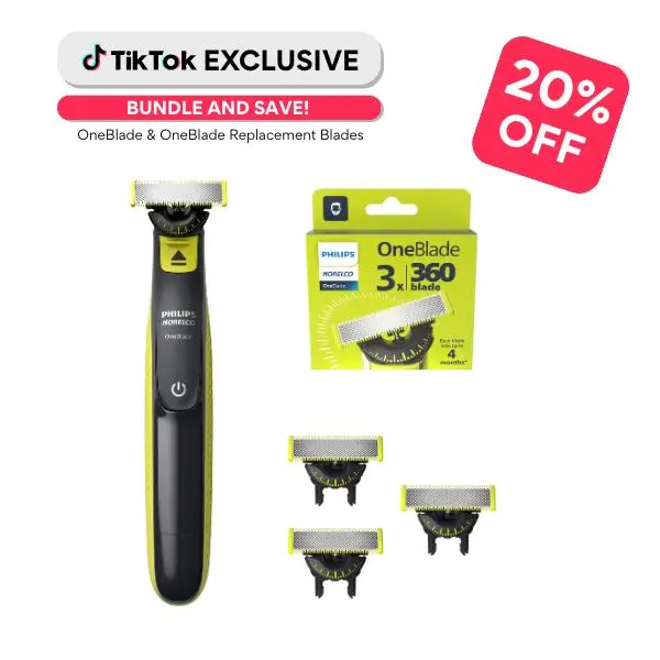OneBlade 360 Face & Replacement Blade 3 Pack Kit Razor Stainless Steel