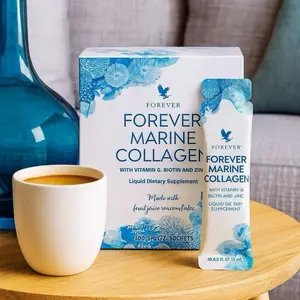Forever Marine Collagen with Vitamin C Biotin and Zinc Liquid Dietary Supplement 30 Sachets for Skin Health