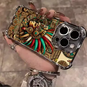 Mysterious Maya style totem personalized phone case Suitable for iPhone 17/16/15/14/13/12/11 Pro Max Plus electroplated anti drop soft case phone case 016 Protector Screen Protector Protection Protective Cover Smartphone Casing Cellphone Shockproof