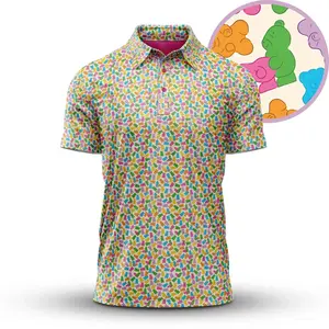 Funny Golf Polo � Performance Moisture Wicking, Wacky Design, Men's Shirt, Best for Hot Weather � Geometric Pattern All Over Print Polo