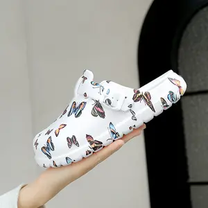 Women's Butterfly Print Clogs with 3cm Hidden Heel, Waterproof Non-Slip Slip On Shoes for Beach, Garden, Daily & Summer Casual Footwear