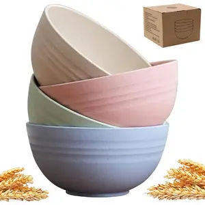 Unbreakable Cereal Bowls 24 oz,  Wheat Straw Bowl Pack of 4 - Dishwasher and Microwave Safe,  for Snacks, Dining, Camping, RV, Dorm