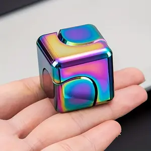 Colorful Metal Gyroscope Edc Fingertip Spinner, Creative Rotating Toy, Square Design, Stress Relief Tool, Perfect Gift for people