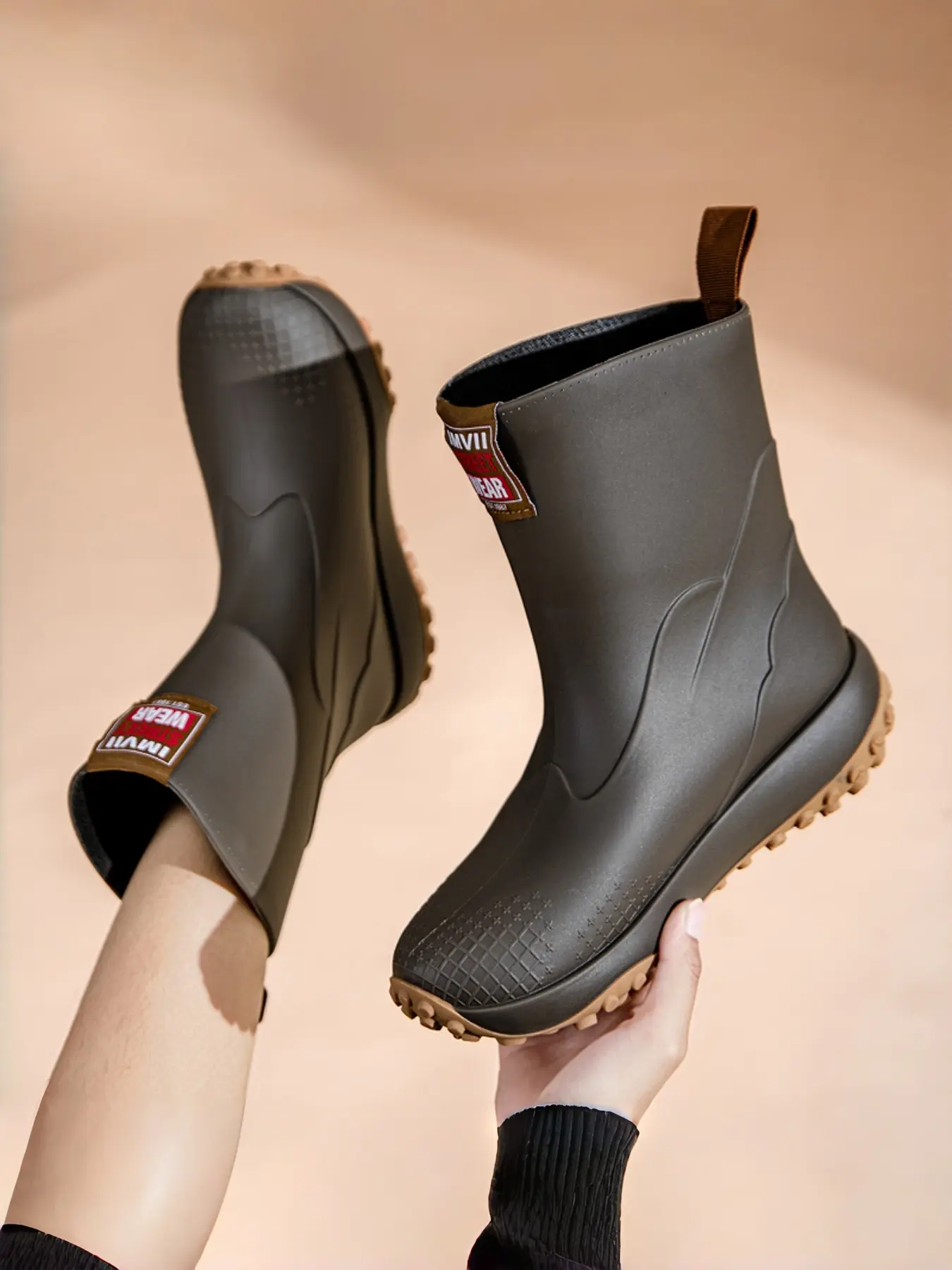 Women's High-Quality Mid-Calf Rain Boots, Outdoor Boots, PVC Waterproof Material, Anti-Slip Sole, Elastic Mouth, Durable for Garden Work Fishing Leisure, Waterproof Footwear, Rain Shoes