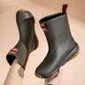 Women's High-Quality Mid-Calf Rain Boots, Outdoor Boots, PVC Waterproof Material, Anti-Slip Sole, Elastic Mouth, Durable for Garden Work Fishing Leisure, Waterproof Footwear, Rain Shoes