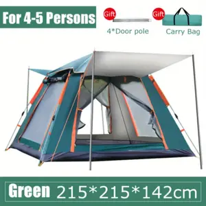Dingrich Family Camping Tent for 4/5 Person Automatic Opening Instant Pop Up Hiking (Green)