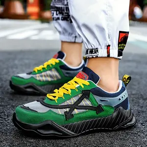 UYCEKK Men's Fluorescent Green Arrow Accent Dad Shoes - Thick-Soled Height-Increasing Lightweight Breathable Low-Top Sneakers with EVA Cushion & PU Lining, All-Season Casual Sports Shoes for Trendy Streetwear, Sleek Sporty Design, Durable Canvas Upper