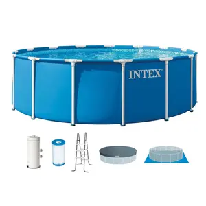 Intex 28241EP 15ft x 48in Metal Frame Above Ground Pool Set with Pump & Cover