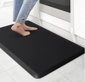 Kitchen Mat Cushioned Anti Fatigue Rug 17.3"x28" Water Resistant, Non Slip, Standing and Comfort Desk/Floor Mats for House Sink Office (Black)