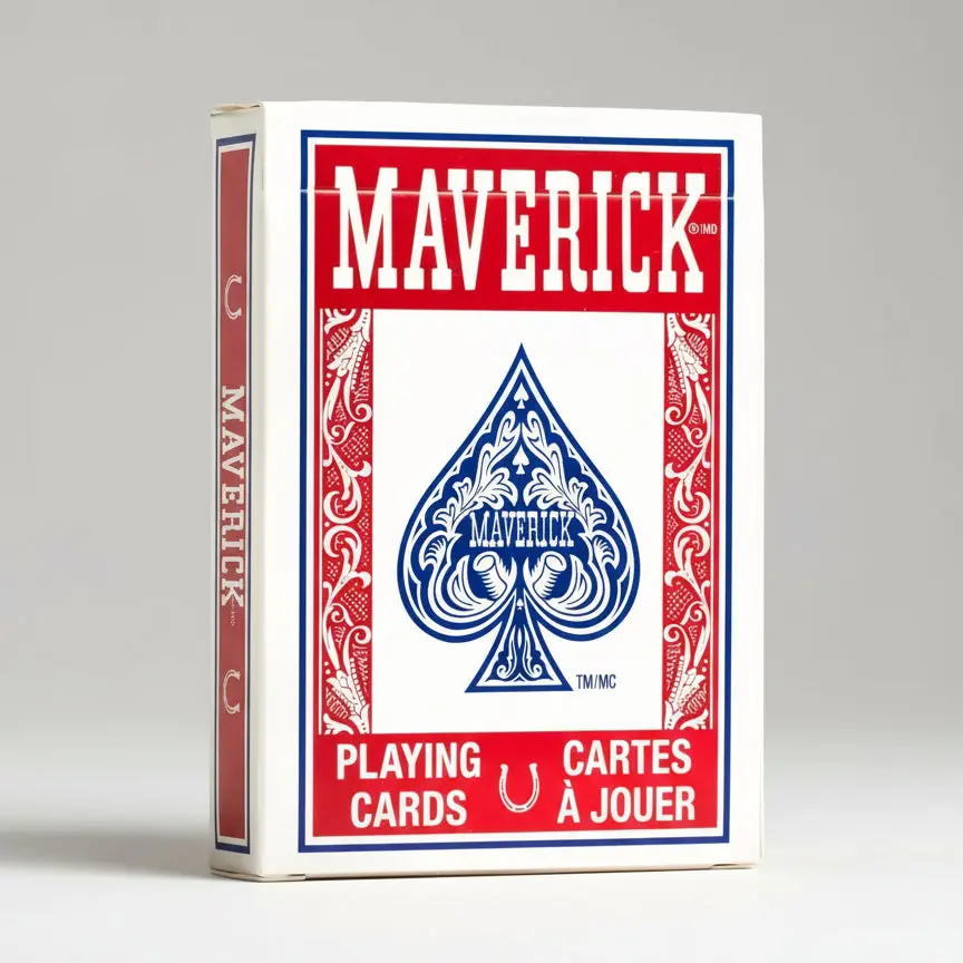Maverick Traditional Playing Cards - Standard Index, Legacy Design, Red-Blue Deck, Clubs-Themed, 12+ Years, Familiar Handling, General Play, Consistent Quality, Everyday Use for Classrooms, Card Games, 12 Years Above, Classic