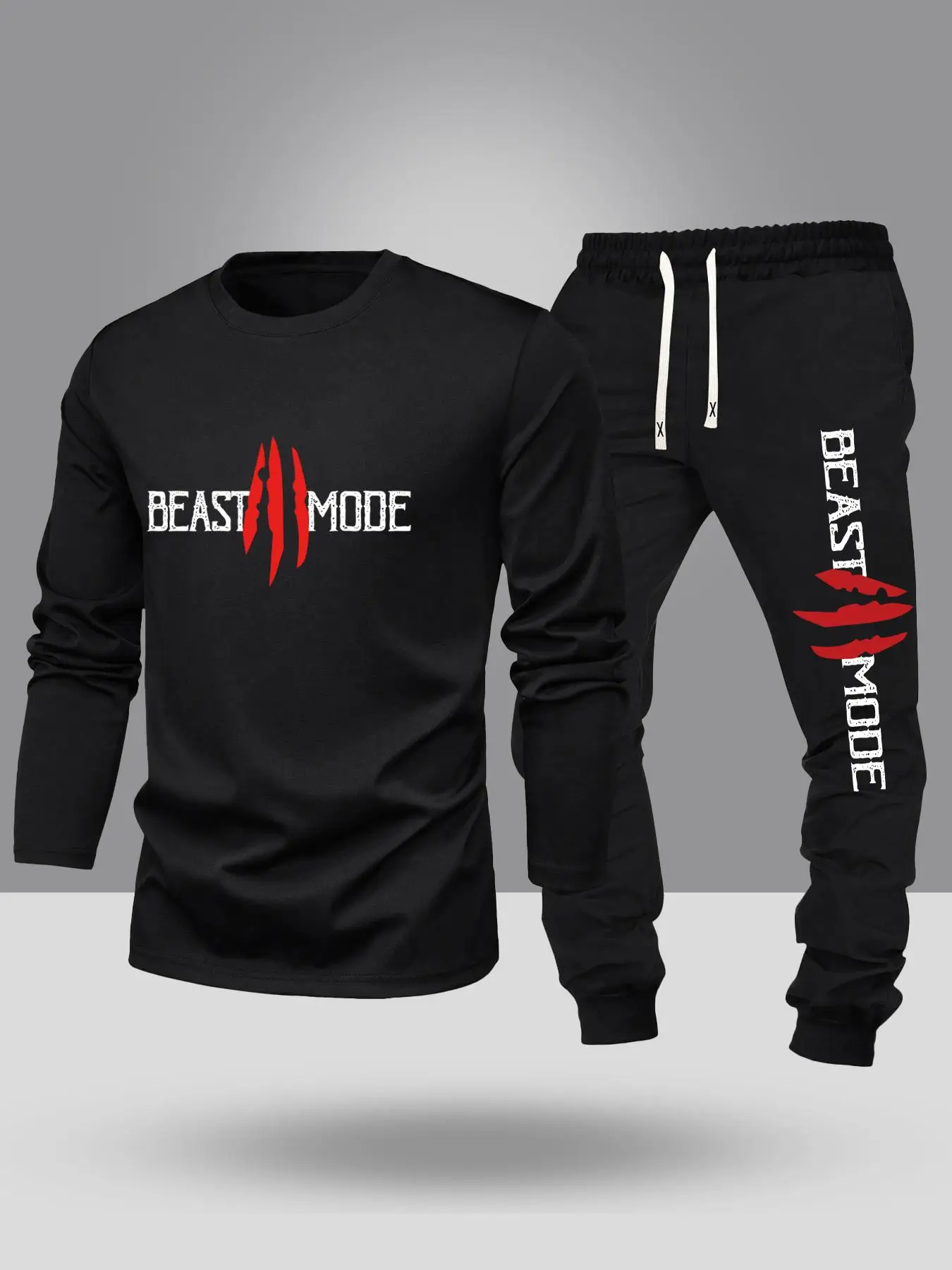 【plus Size】 Men's Letter Print Sweatshirt & Sweatpants Set, Regular Fit Casual Long Sleeve Pullover & Jogger Pants, Men's Spring Clothes, Tracksuit Se