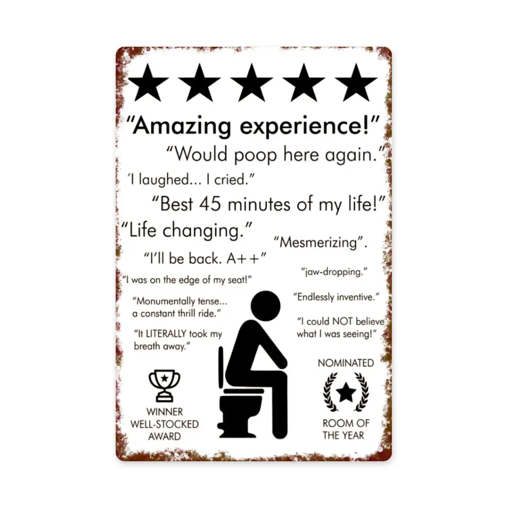 Vintage Metal Rectangular Bathroom Plaque Sign - Funny Quote Home Supplies, Bathroom Decor Ideas Wall Accent for Home Bar