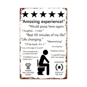 Amazing Toilet Vintage Metal Signs Funny Bathroom Decor For Bar Cafe Pub Home - Would Poop Here Again - Toilet Contest Wall Decoration
