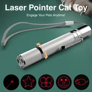Laser Pointer Cat Toy Interactive Toys for Indoor Cats Dogs USB Rechargeable 5 Modes Lazer Projection Playpen for Kitten Outdoor Pet Chaser Tease Stick Training Exercise