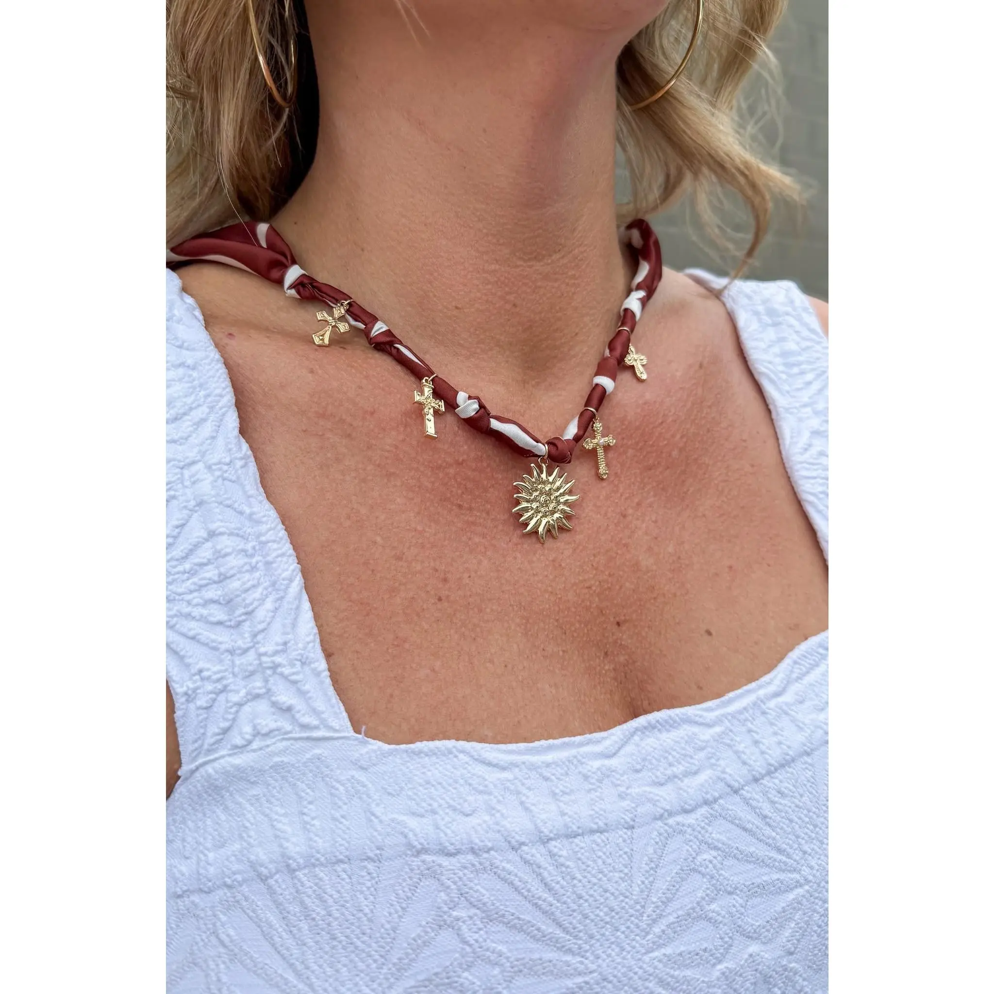 Brown Scarf Charm Necklace