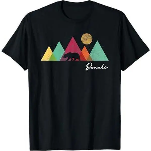 Alaska Denali National Park Souvenir Colorful Bear Mountains T-Shirt