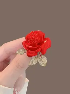 Women Luxury Rhinestone Rose Brooch Pin, Birthday Festival Gift Lapel Pin Jewelry Accessory, Elegant Fashion Statement, Flower Brooch Pin