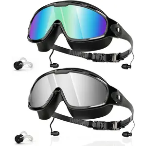 Swim Goggles 2 Pack, 180° Wide View Anti-Fog & UV Protection Swimming Goggles, No Leaking Comfortable Swim Glasses for Adult Men Women Pool Water Activities