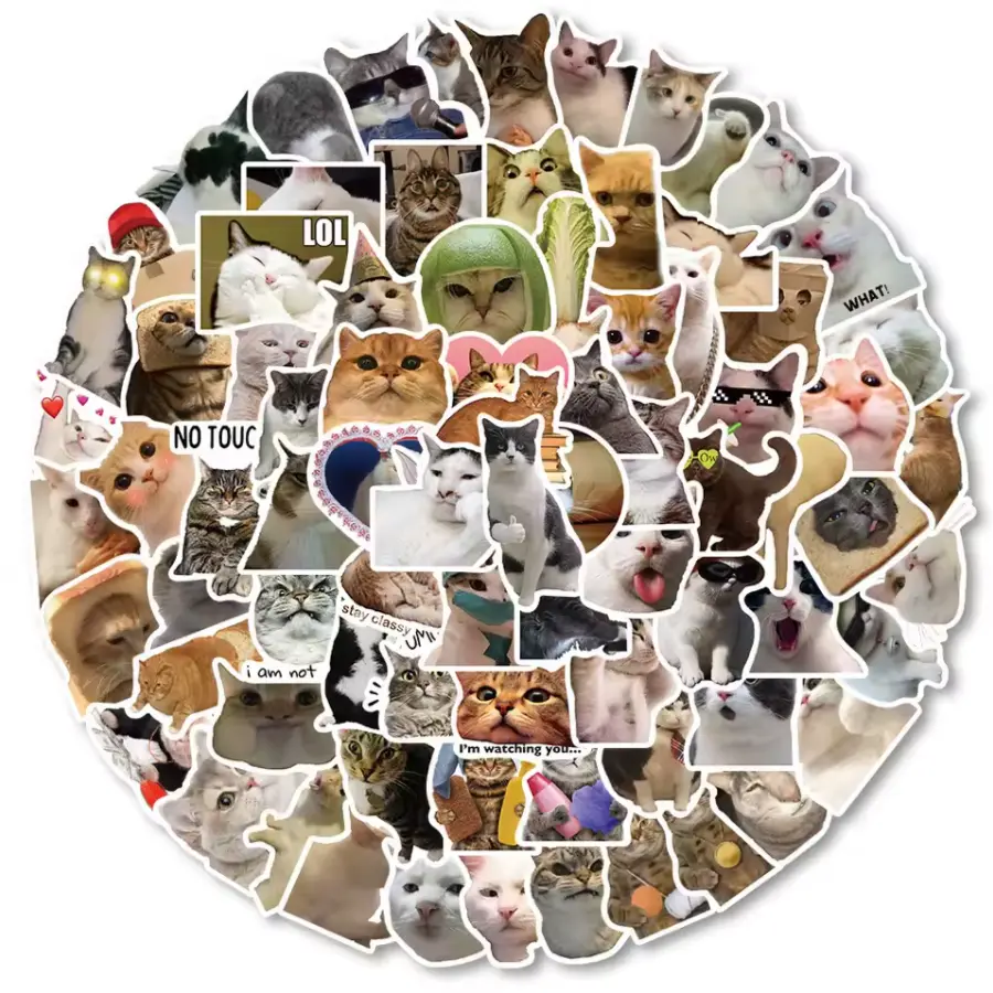 Cat Meme Stickers 100PC Set for Stationery & Decoration Waterproof ...