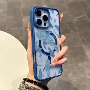 Chic Magnetic Case for iPhone11/12/13/14/15/16/promax oceanic whitetip shark MagSafe Ready, Anti-Slip, Ultra Thin | Aesthetic Touch for Daily Use