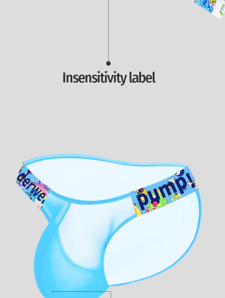 Sheer Mesh Summer Ultra-thin Graffiti Printed Sexy Man Brief Underwear Men Underpant Quick Dry Slip Panties Jockstrap Men's Briefs