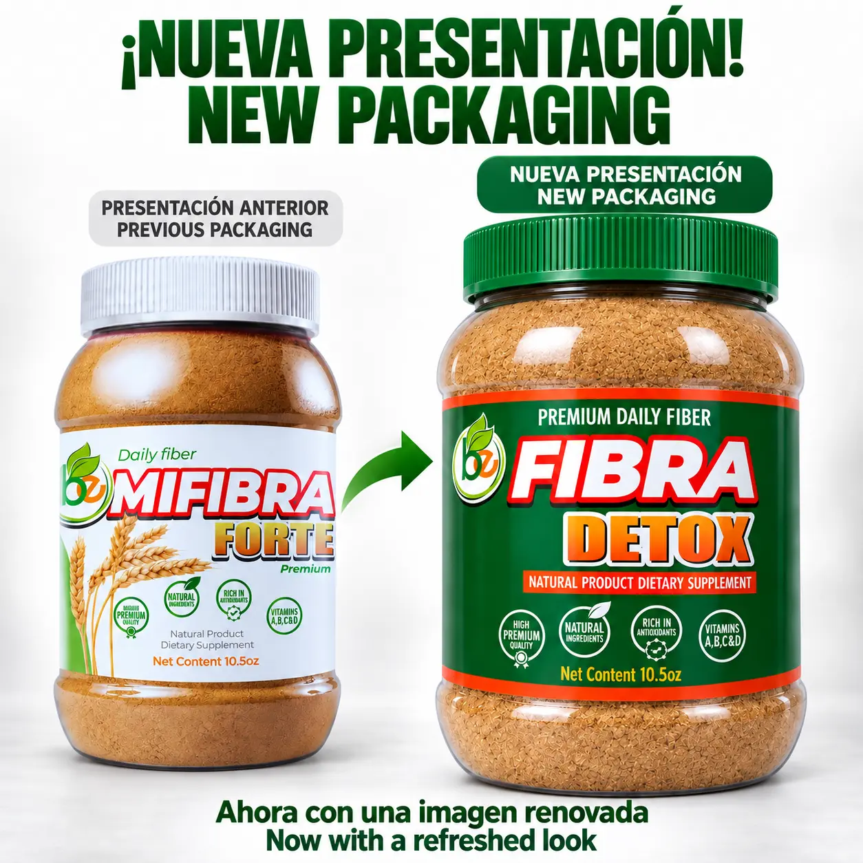 VIRAL BE Fibra Premium Daily Fiber Supplement – 10.5 oz Simi-Style Blend with Wheat Bran, Algas, Maguey & More + Antioxidants & Vitamins A, B12, C & D