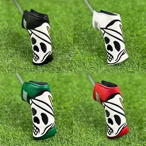1pc Golf Club Head Cover, Skull Embroidery Waterproof Durable Protective Cover, Available in Various Colors, Essential Golf Accessories, Halloween