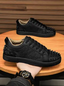 Trendy Casual Sneakers for Men, Versatile Bread Shoes, Unique Style, Comfortable Board Shoes, Riveted Casual Shoes, Perfect for Daily Wear