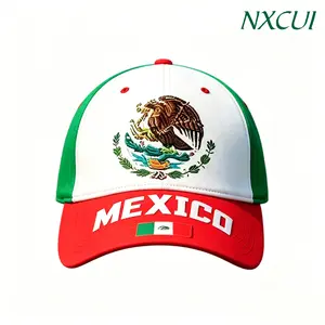 NXCUI Mexico Flag Embroidered Baseball Cap, Adjustable Mexican National Emblem Sun Protection Dad Hat for Men Women