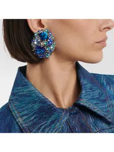 Hot diamond-filled large round ear clips exaggerated rhinestone earrings stage accessories earrings High Quality Earrings