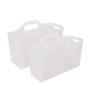 2pcs Bendable Soft Storage Baskets, Under Sink Organizer Basket, Bathroom Kitchen Cleaning Supplies Storage Basket