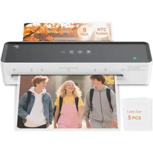 Laminator Machine with 5 Laminating Sheets, 9 Inch Thermal Laminating Machine for Doc/Posters/Photos, Compact Laminator for  Office School, L421-Grey