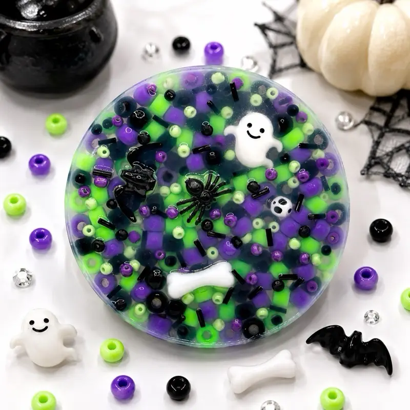 Ghost, bat & bone design - Silicone Picky Pad for Skin Picking Relief. Halloween Inspired Relief Tool Relaxation Stick Sensory Fidget Keychain