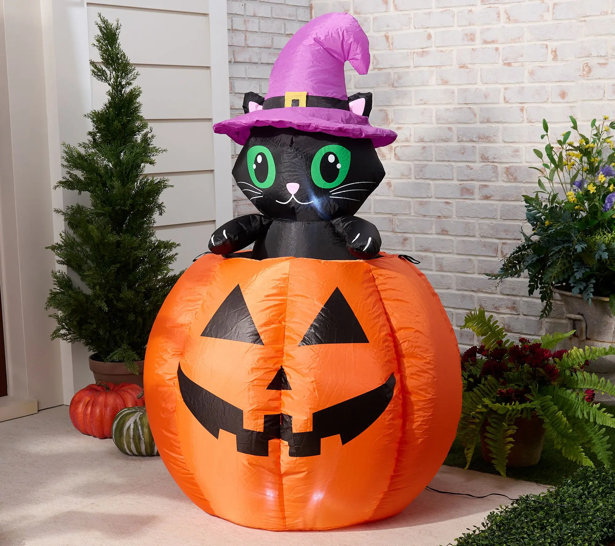 Hay & Harvest 48" Inflatable Peek-A-Boo Cat Jack-O-Lantern Hay & Harvest 48" Inflatable Peek-A-Boo Cat Jack-O-Lantern
