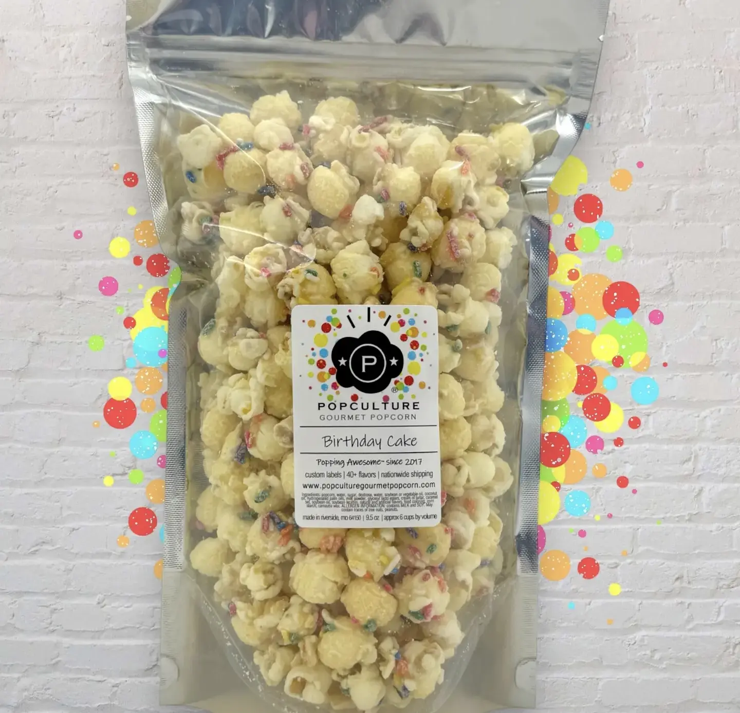 Popculture Birthday Cake Popcorn with White Chocolate Frosting and Sprinkles - Perfect Snack for Celebrations - Sugar