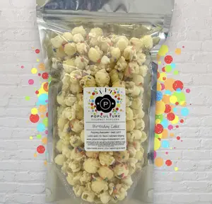 Popculture Birthday Cake Popcorn with White Chocolate Frosting and Sprinkles - Perfect Snack for Celebrations - Sugar