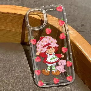 Strawberry Shortcake Phone Case Compatible with for iphone 17, 16E, 16, 15, 14, 13, 12, 11 Pro Max, Mini, Air, XR, XS, X, 7, 8 Plus, Featuring Shock-Absorbing Soft TPU Back Cover, Strawberry Bear, Phone Case, Phone Cases, Phone Cover, Handy Cover, Case