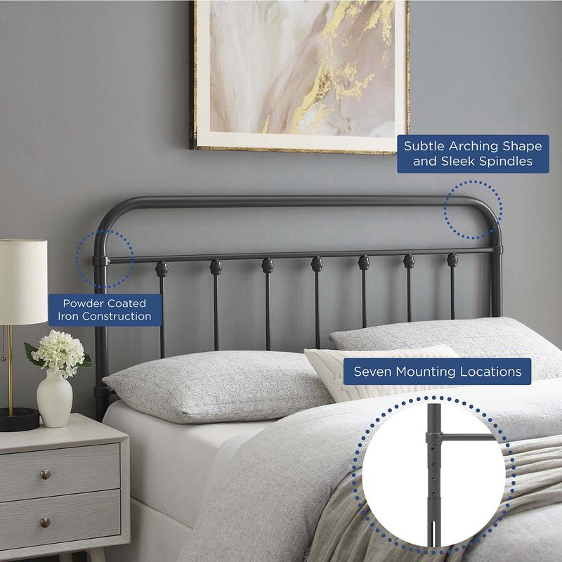 Modway Sage Twin Metal Headboard in Gray