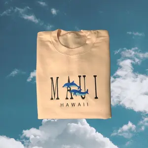 Maui Hawaii Dolphin Embroidered Pullover Sweatshirt