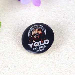 Funny Jesus Enamel Pin, Yolo jk brb Jesus Funny Easter Christians Resurrection Pins, Religious Christian Brooch, Gift For Jesus God Lover