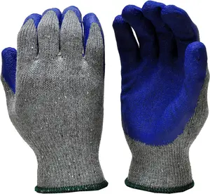16 Pairs Medium Rubber Latex Double Coated Work Gloves for Construction, gardening gloves, heavy duty Cotton Blend Blue Medium- Large work glove
