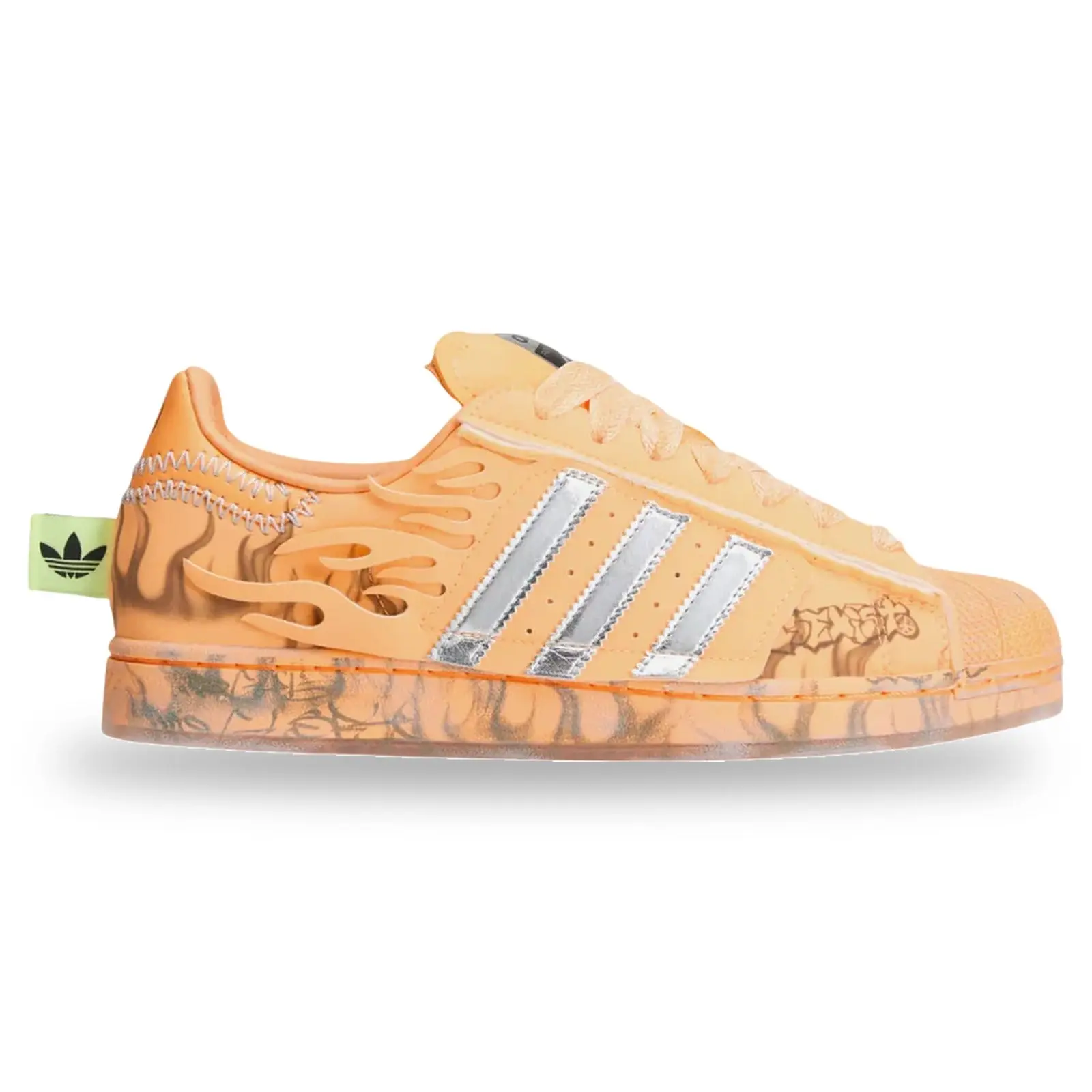 Adidas Men's Superstar Hellstar Hazy Orange Sneaker, Authentic Retro Style with Floral Flames, Chunky Front-Lace Design