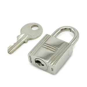 Pre-owned HERMÈS Stainless Small Leather Goods Cadena100 Padlock with Key