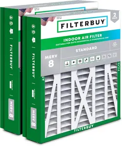 Filterbuy 21x21.5x5 Air Filter (2-Pack), Pleated MERV 8 Dust Defense HVAC AC Furnace Air Filters for Trane Perfect Fit and American Standard