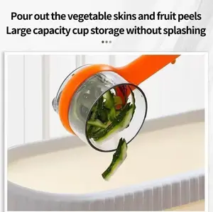 2-in-1 Handheld Fruit Peeler with Storage Container | No-Mess Peeler for Apples, Potatoes, Veggies & Fruits, Built-In Peeling Collector Multi-Function Cutting Tool