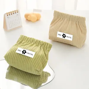 Automatic Closing Snap Closure Lipstick Bag Portable Corduroy Storage Small Bag Large Capacity On-the-Go Simple Makeup Bag Makeup Organizer Pouch