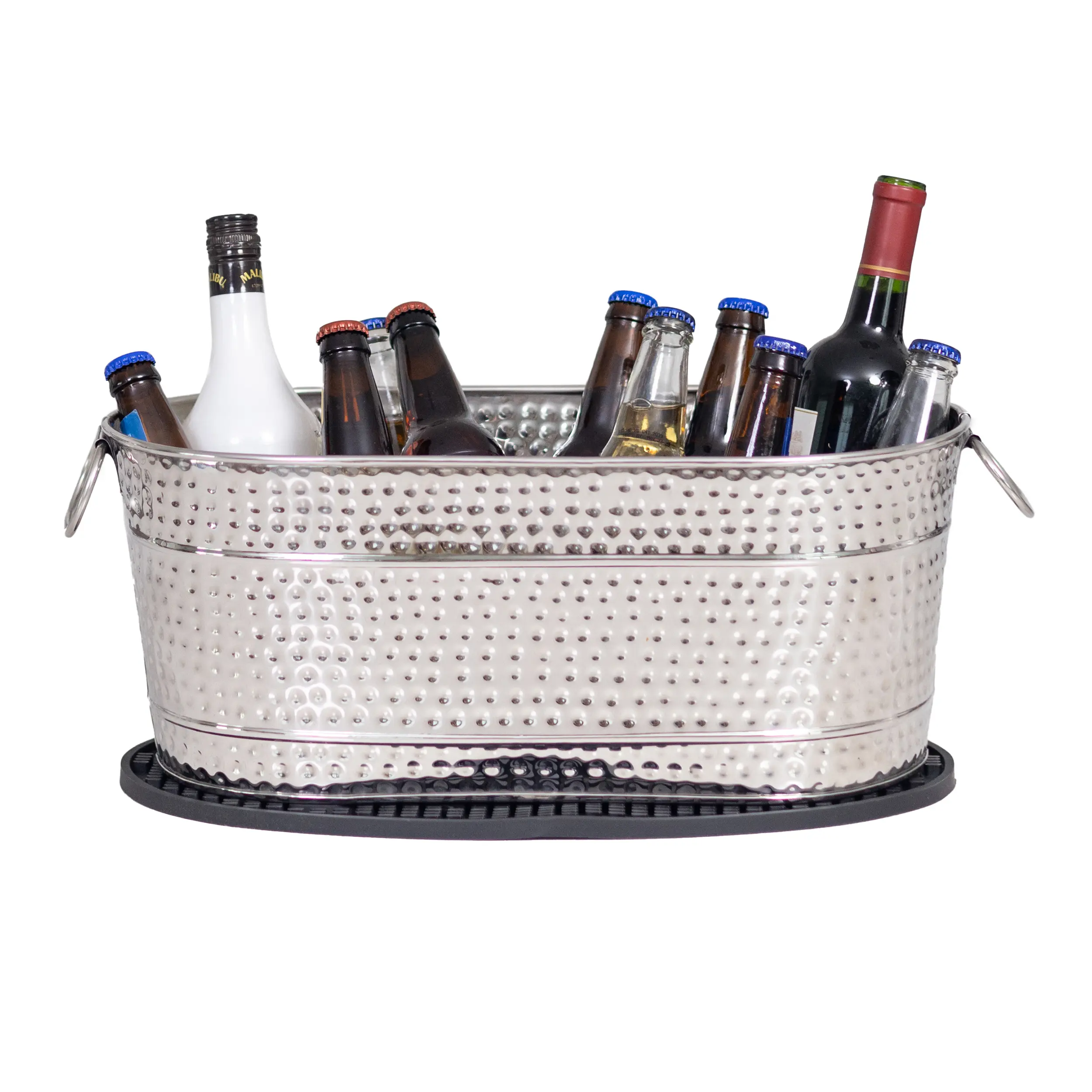 Colt Drink Bucket Hammered Stainless Steel with Party Mat | BREKX Shiny Glossy Steel