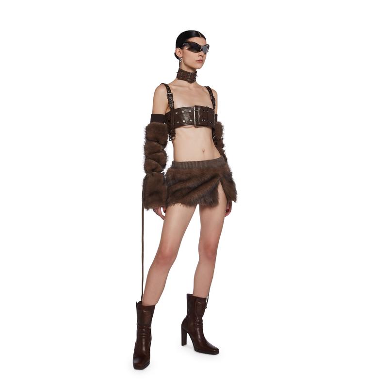 Chamber Faux Fur Arm Warmers - Dark Brown