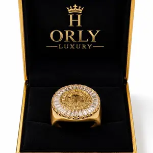 ORLY Luxury Gold-Plated Medallion Ring, Stainless Steel, Water-Resistant